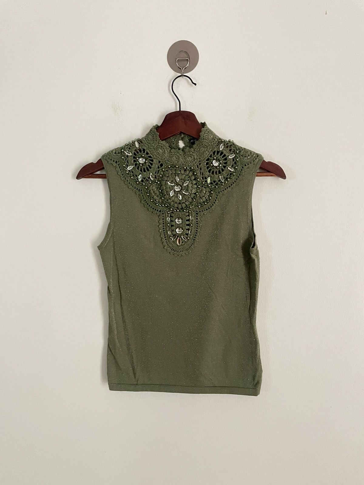 image of Vintage x Vivienne Tam Green Beaded Sleeveless ‘Cheongsam Style’, Women's (Size XS)