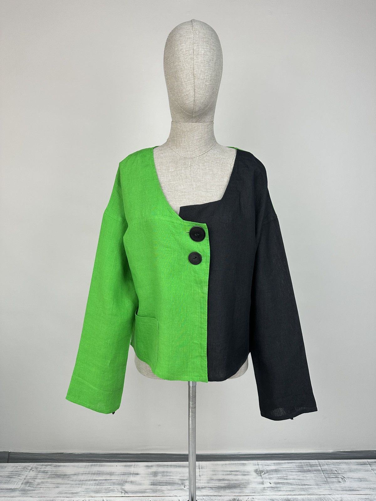 Other OLARS ULLA Linen Colorblock Lagenlook Boho Overszied Jacket Size ONE SIZE - 1 Thumbnail