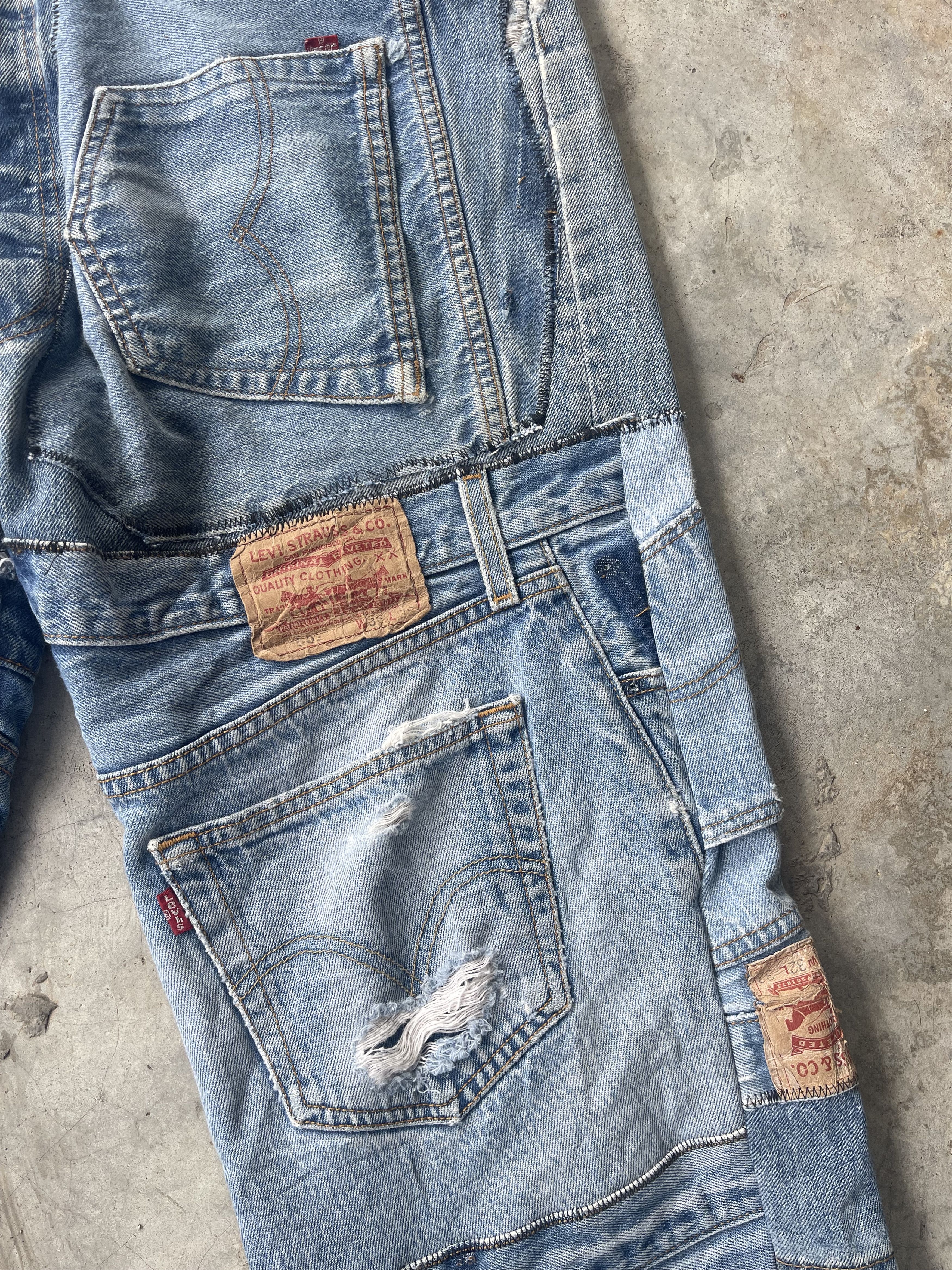 Levi's Vintage Clothing Vintage Levis 501 Reconstruct Patchwork Distressed Sz 42 Size US 42 / EU 58 - 4 Thumbnail