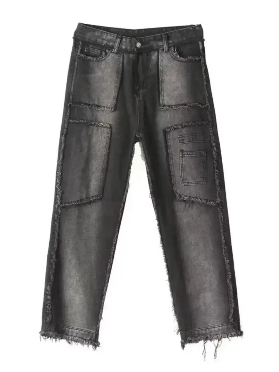 Japanese Brand Loose straight leg multi pocket patchwork wide leg jeans Size US 32 / EU 48 - 5 Thumbnail