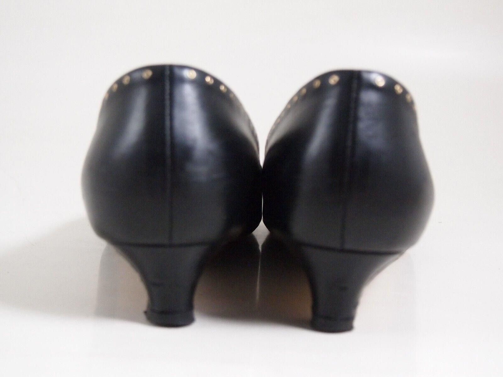 Salvatore Ferragamo Ferragamo Pumps Kitten Heel Studded Black Leather US 7 EU 37 Size US 7 / IT 37 - 9 Thumbnail