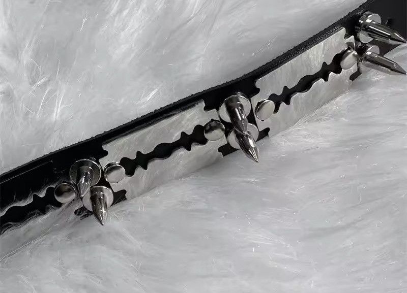 Leather × Metallica PU Leather Spiked Choker Adjustable Necklace Size ONE SIZE - 4 Thumbnail