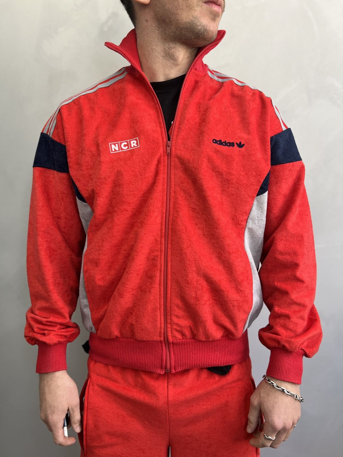Adidas × Vintage Vintage France Adidas retro trackSUIT velour Jacket+pants Size US M / EU 48-50 / 2 - 2 Thumbnail