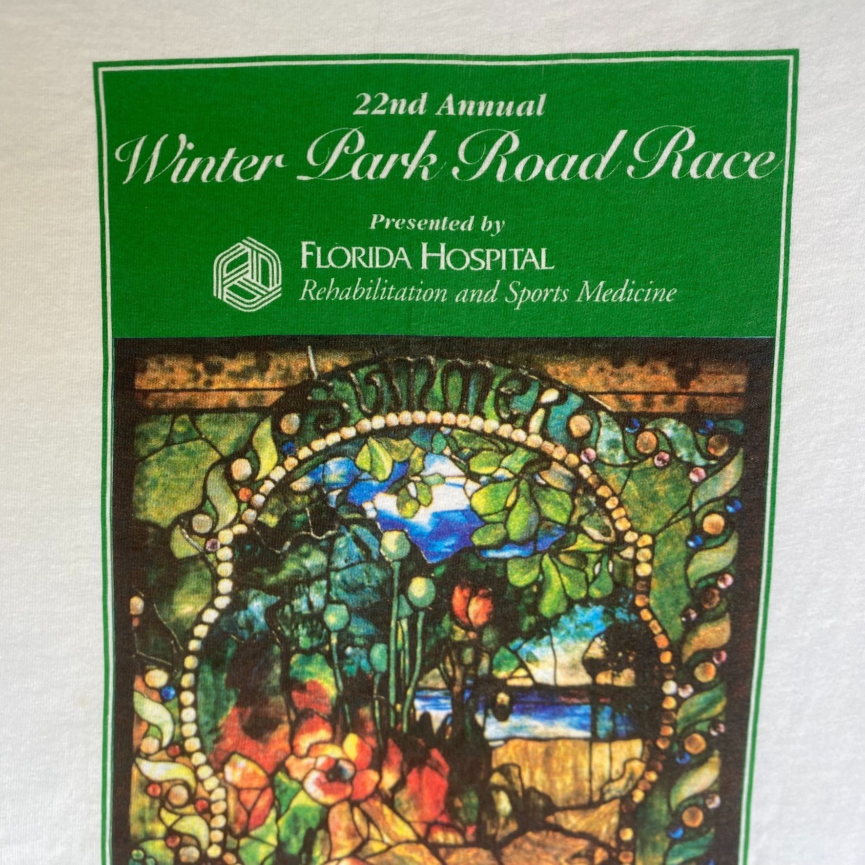 Hanes Vintage 90s Nature Art Shirt Floral Winter Park Race Tee Size US L / EU 52-54 / 3 - 4 Thumbnail