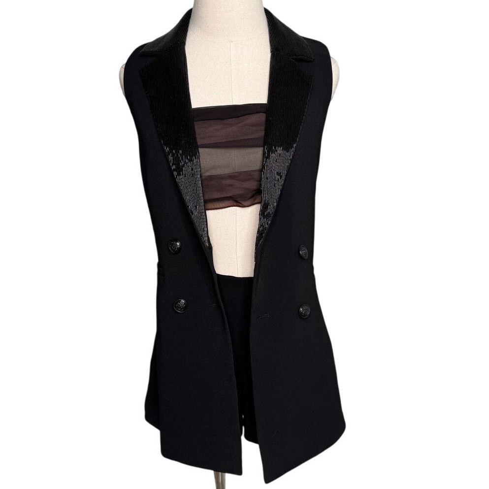 Alice + Olivia Alice + Olivia Carlena Tuxedo Romper Blazer beaded size 2 Size 26" / US 2 / IT 38 - 10 Thumbnail