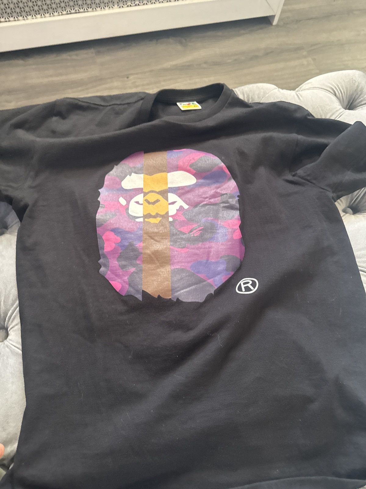 BAPE: Black Color Camo Transform Big Ape Head T shirt