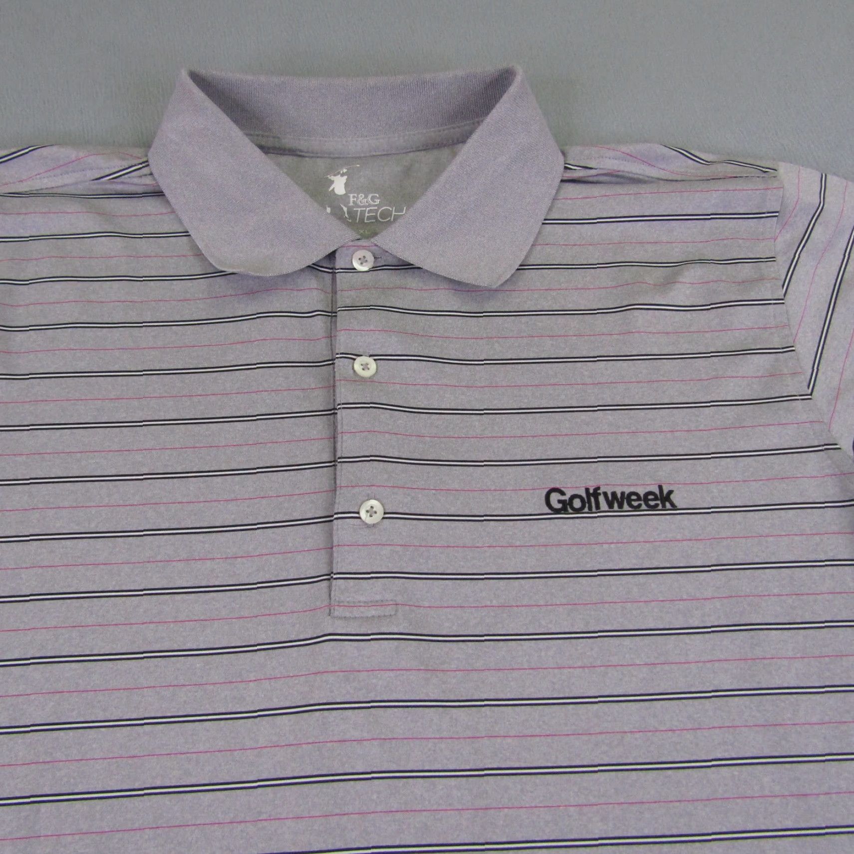 Vintage F&G Polo Shirt Mens Extra Large Gray Stripes Casual Golfweek Golfer Golf Size US XL / EU 56 / 4 - 4 Thumbnail
