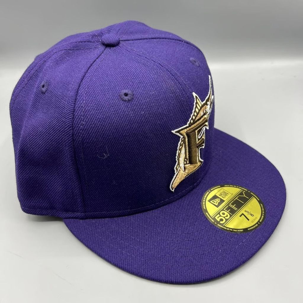 New Era Florida Marlins Hat Men 7 5/8 59Fifty New Era MLB Fitted Cap Size ONE SIZE - 3 Thumbnail