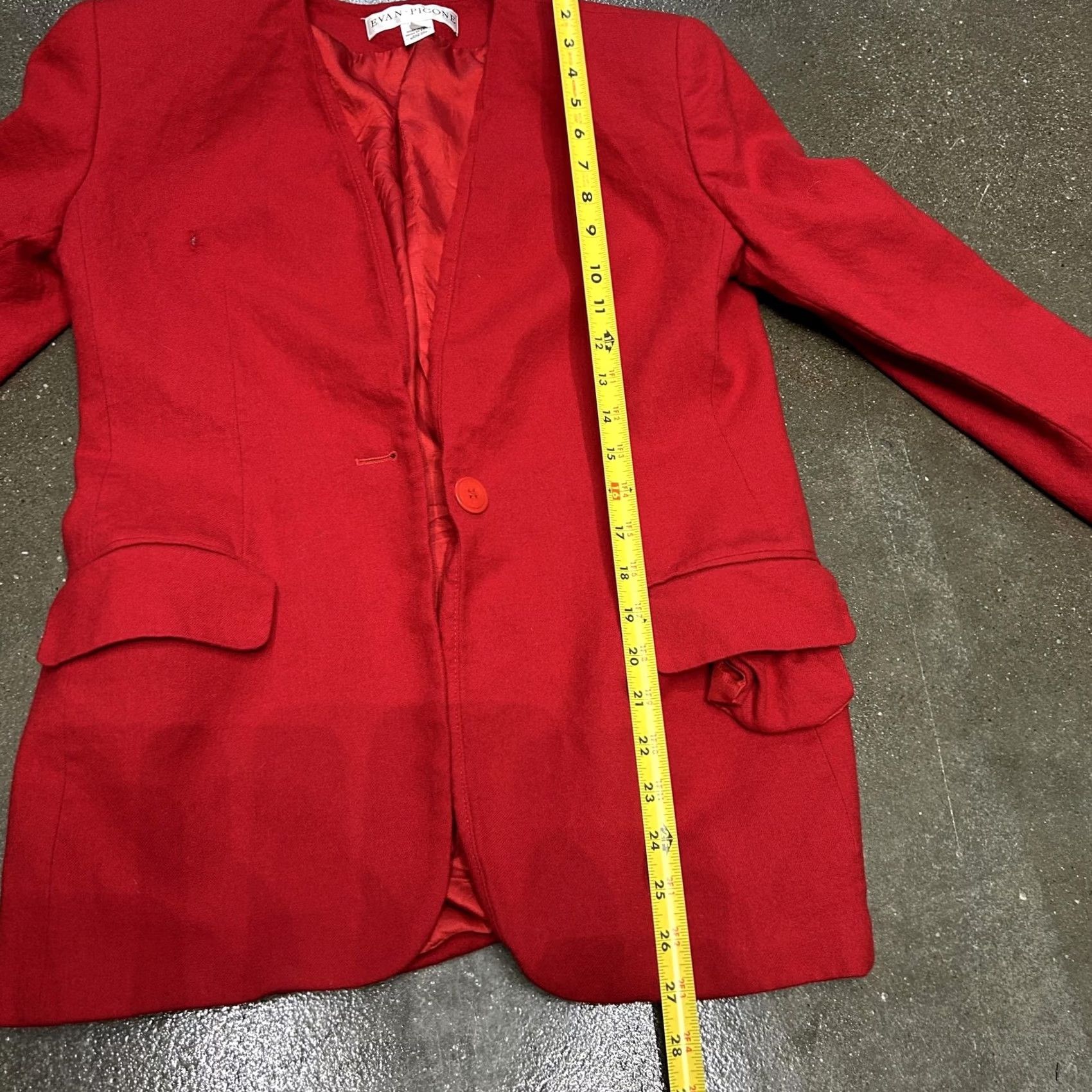 Evan Picone VINTAGE Evan-Picone Blazer Womens 8 Red Collarless One Button Lined Jacket 90s Size M / US 6-8 / IT 42-44 - 5 Thumbnail