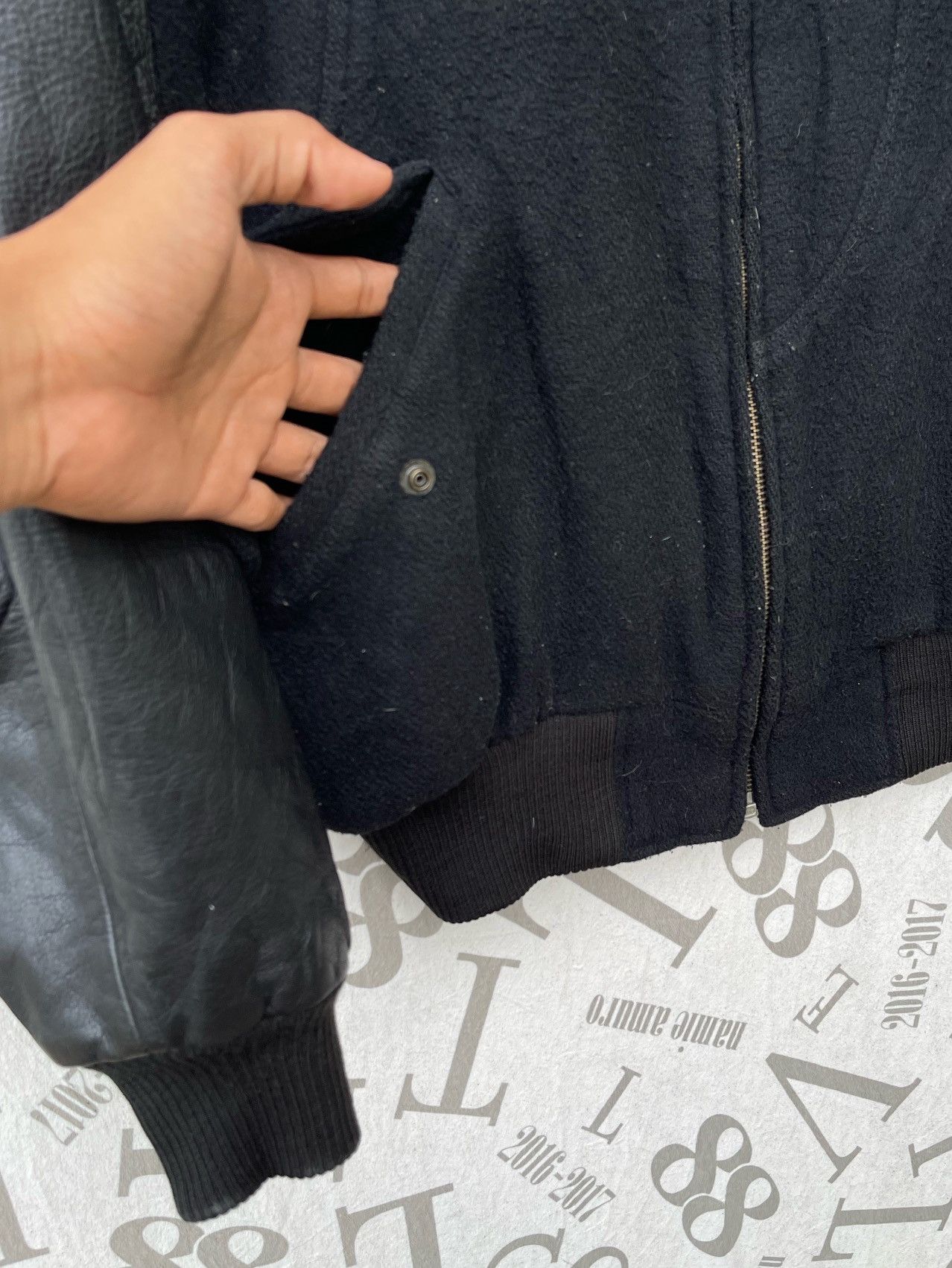 Issey Miyake 🔥Vintage 80's Steam Boat Japan Leather Sleeve Bomber Jacket Size US M / EU 48-50 / 2 - 15 Thumbnail