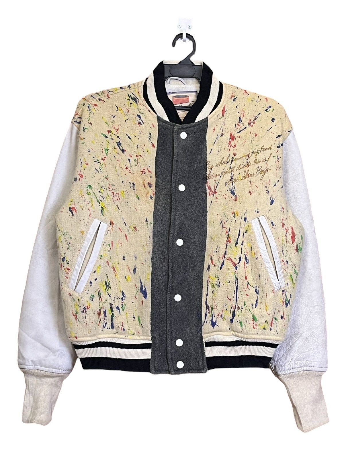 Japanese Brand SHOE SHINE BOY CUSTOM PAINT SPLASH VARSITY LEATHER SLEEVE Size US XL / EU 56 / 4 - 2 Thumbnail
