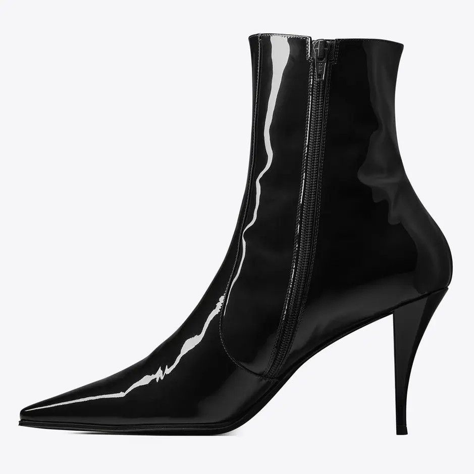 Saint Laurent Paris o1s1wg110824 Ziggy Zipped Boots Patent Leather in Black Size US 6 / EU 39 - 4 Thumbnail