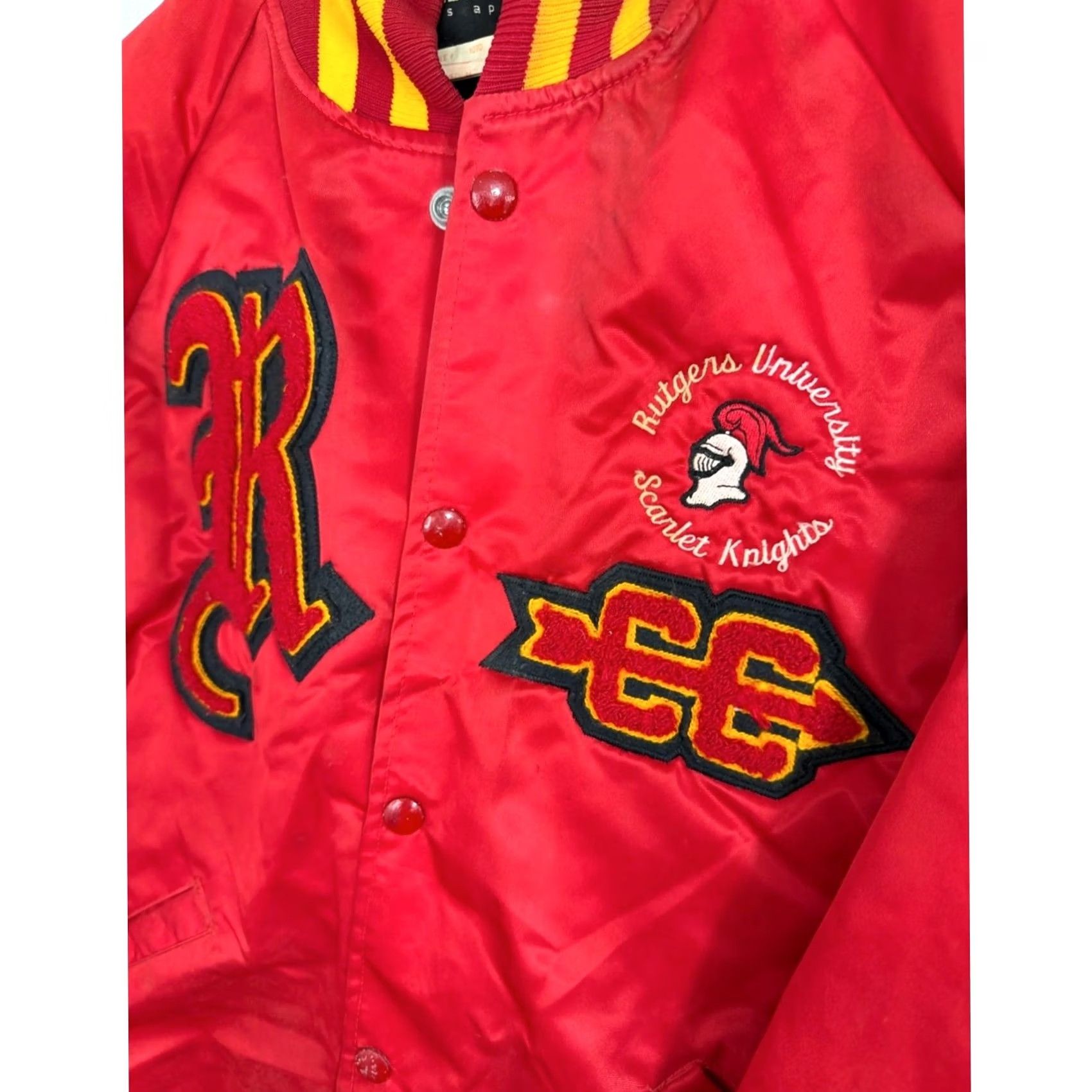Vintage VINTAGE Rutgers Cross Country Varsity Satin Bomber Jacket Mens Medium Red 1/1 Rare 80s Size US M / EU 48-50 / 2 - 5 Thumbnail