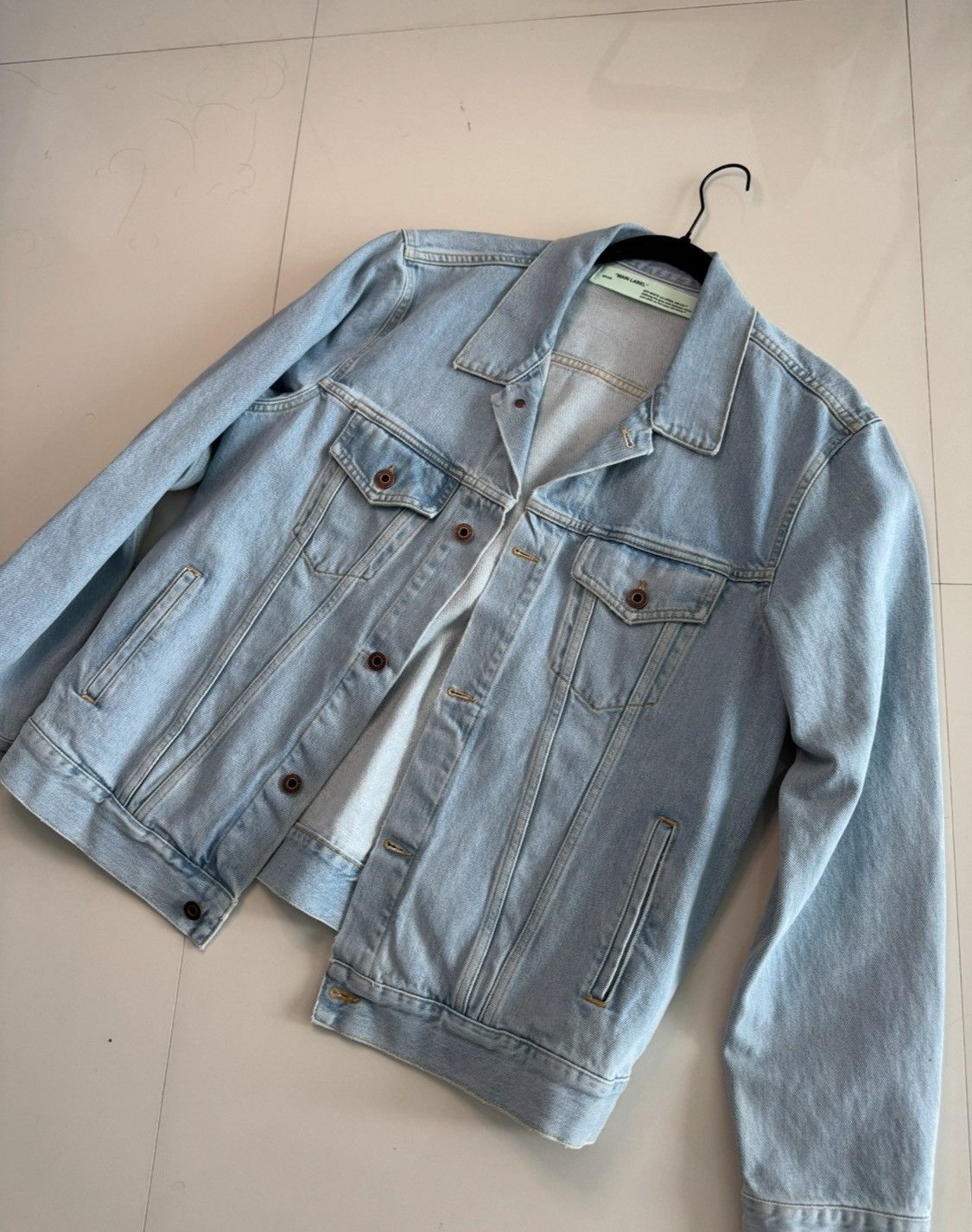 Off-White AUTHENTIC Off-White “Not Real” Graphic Denim Jacket Size US S / EU 44-46 / 1 - 3 Thumbnail