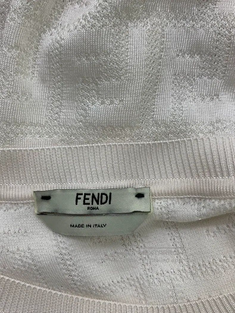 Fendi Fendi White textured monogrammed knit short sleeve Size XS / US 0-2 / IT 36-38 - 4 Thumbnail