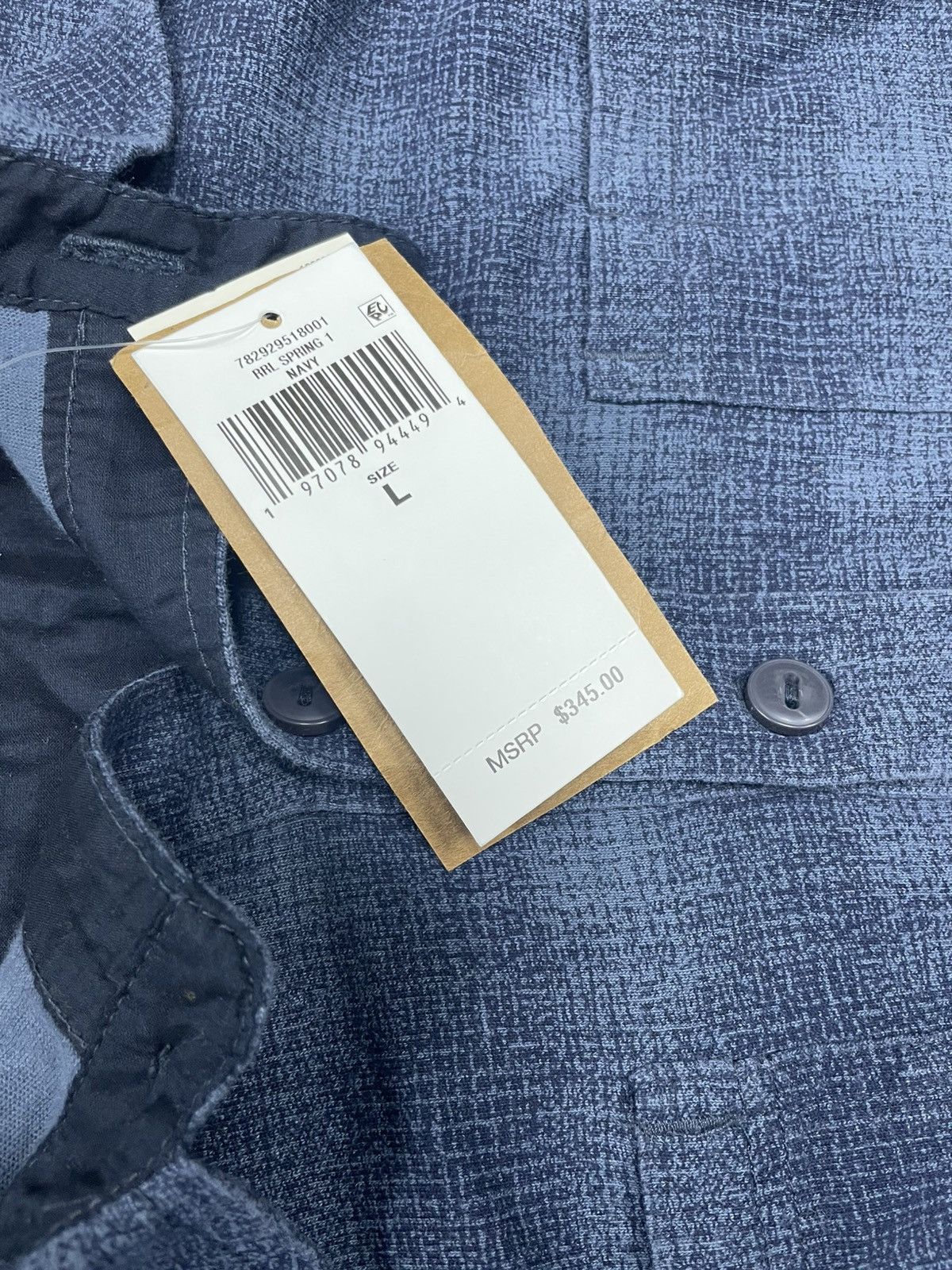 RRL Ralph Lauren L-RRL Navy Plaid Print Workshirt Size US L / EU 52-54 / 3 - 4 Thumbnail