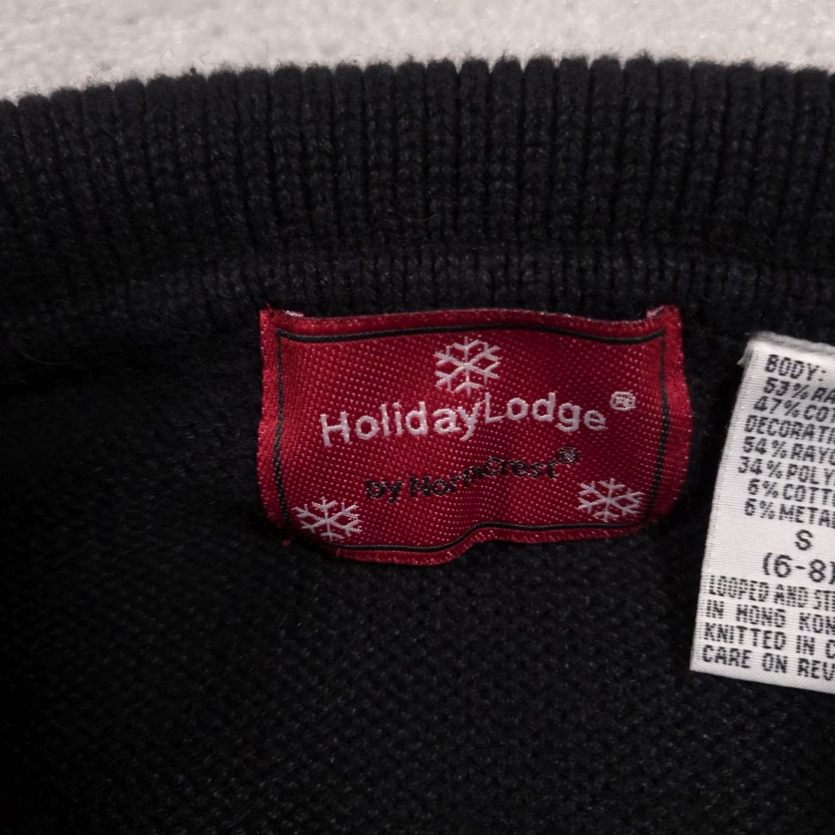 Vintage HolidayLodge by Northcrest Sweater Womens S Black Full Zip Christmas Patchwork Size S / US 4 / IT 40 - 6 Thumbnail