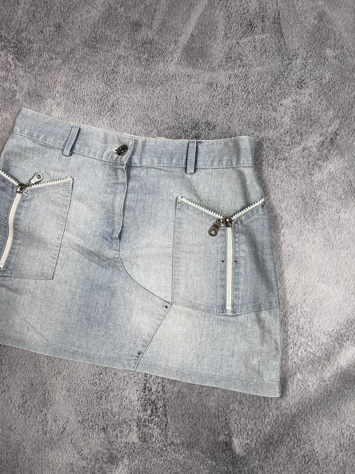 Other Vintage Y2K style denim zip pockets faded mini skirt Size 26" / US 2 / IT 38 - 4 Thumbnail