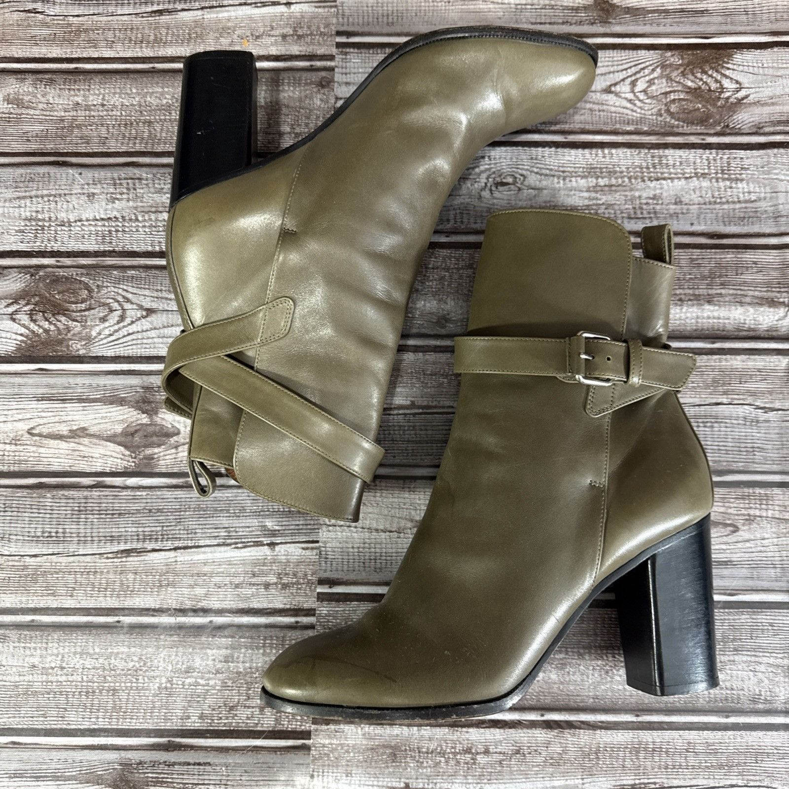 Celine Celine Block Heel Strap Leather Booties Size 39.5 US 9.5 Col Size US 9.5 / IT 39.5 - 4 Thumbnail