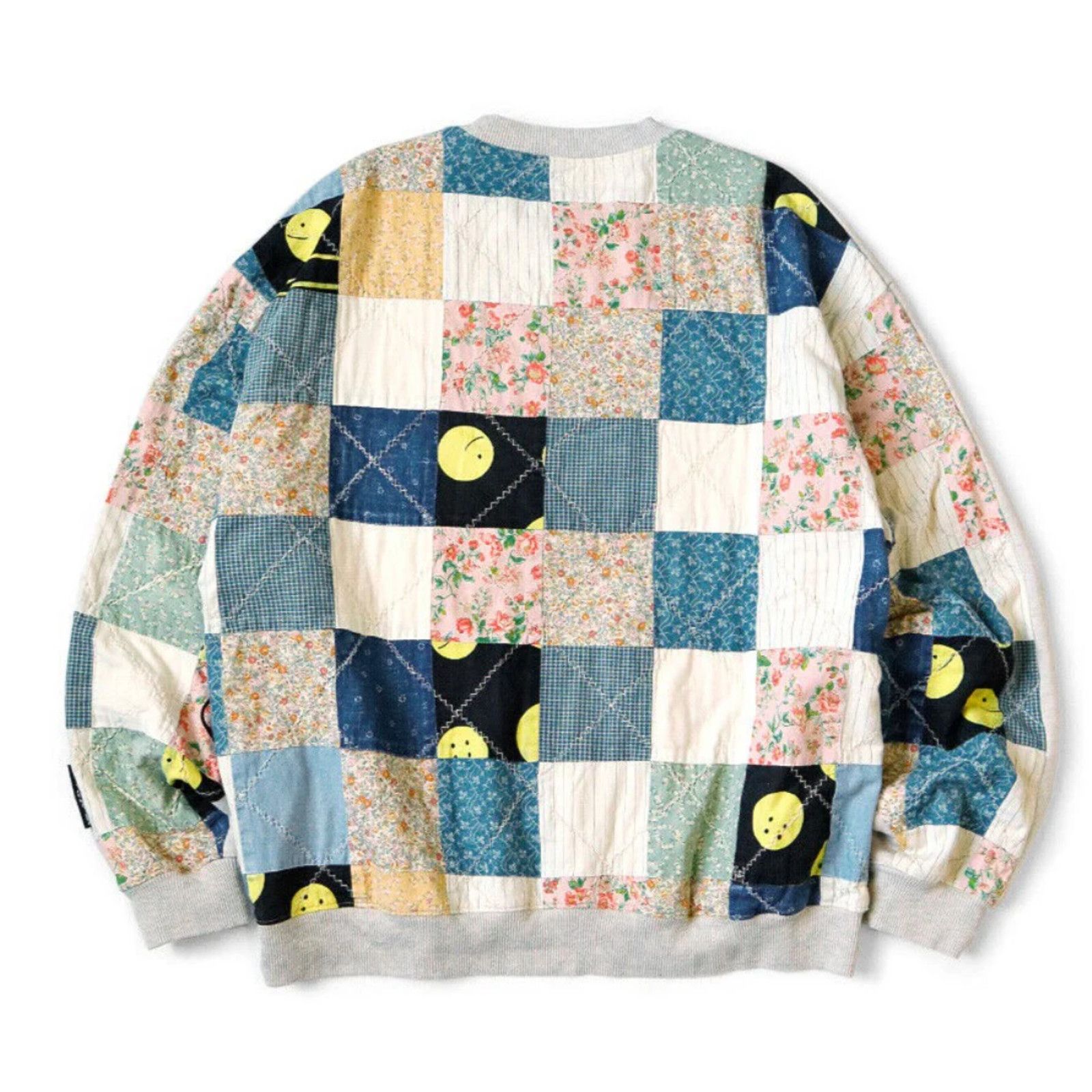 image of Kapital Top Fleece X Rainbowy Quilt 2Tone Big Sweatshirt in Grey, Men's (Size Small)