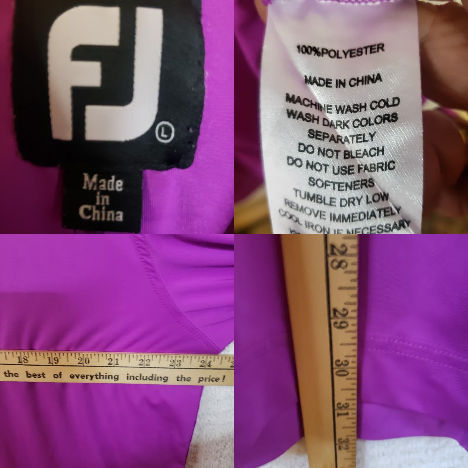 Footjoy FootJoy Polo Golf Shirt Men's L Purple Solid Short Sleeve FJ Performance Size US L / EU 52-54 / 3 - 9 Thumbnail
