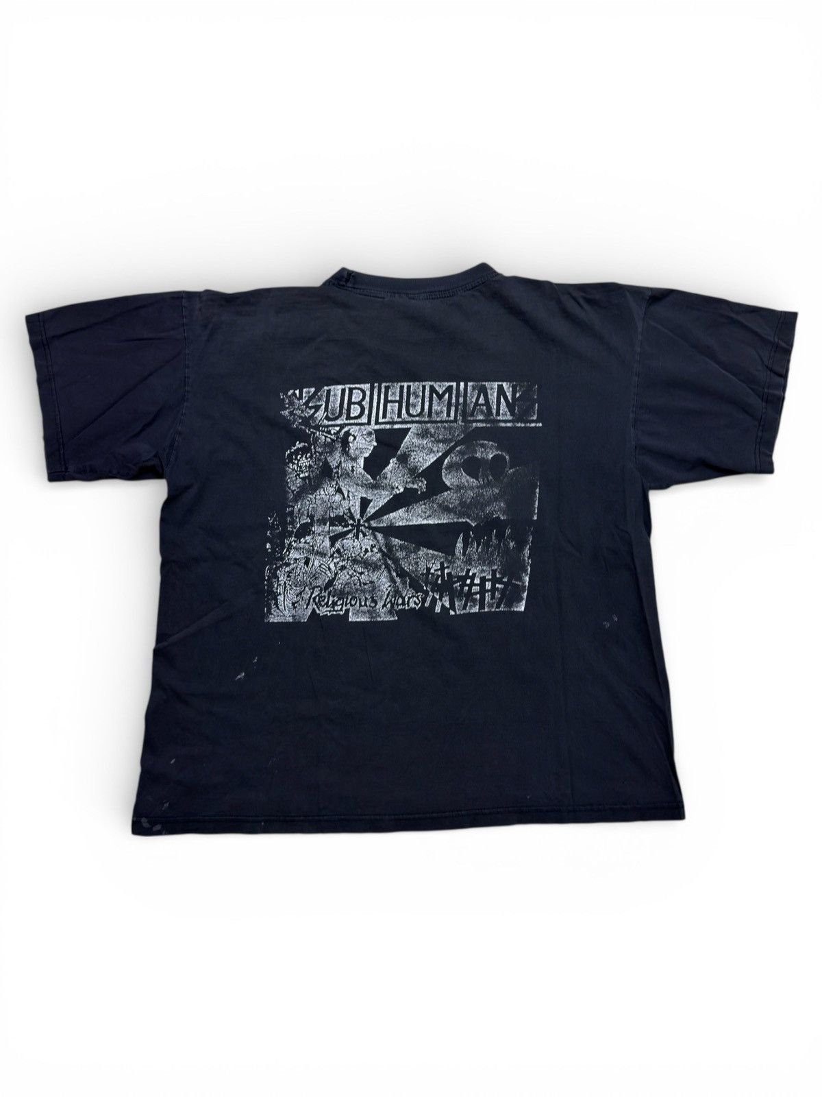 Band Tees *RARE* VINTAGE 90s EURO SUBHUMANS RELIGIOUS WARS PUNK TEE Size US XL / EU 56 / 4 - 8 Thumbnail