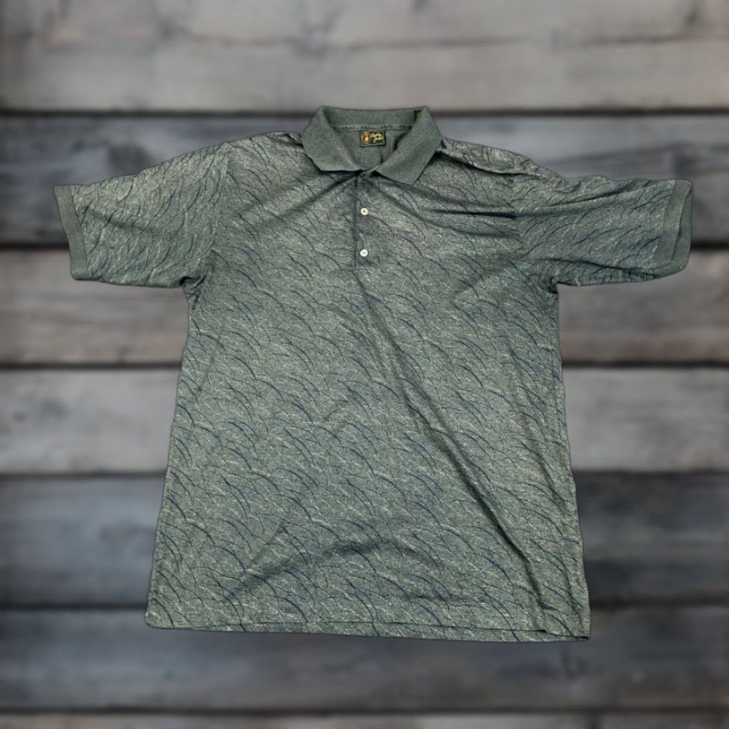 Vintage VINTAGE Bobby Jones Men's Polo Shirt Adult Large Gray Abstract Geometric Pattern 90s Retro Preppy Made in Italy Size US L / EU 52-54 / 3 - 1 Thumbnail