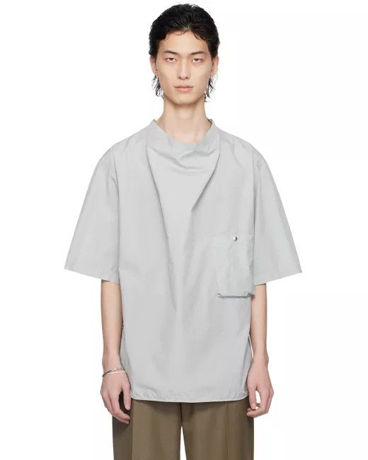 Lemaire o1s22i1n1024 Closed Short-Sleeved Shirt in Grey Size US L / EU 52-54 / 3 - 1 Thumbnail