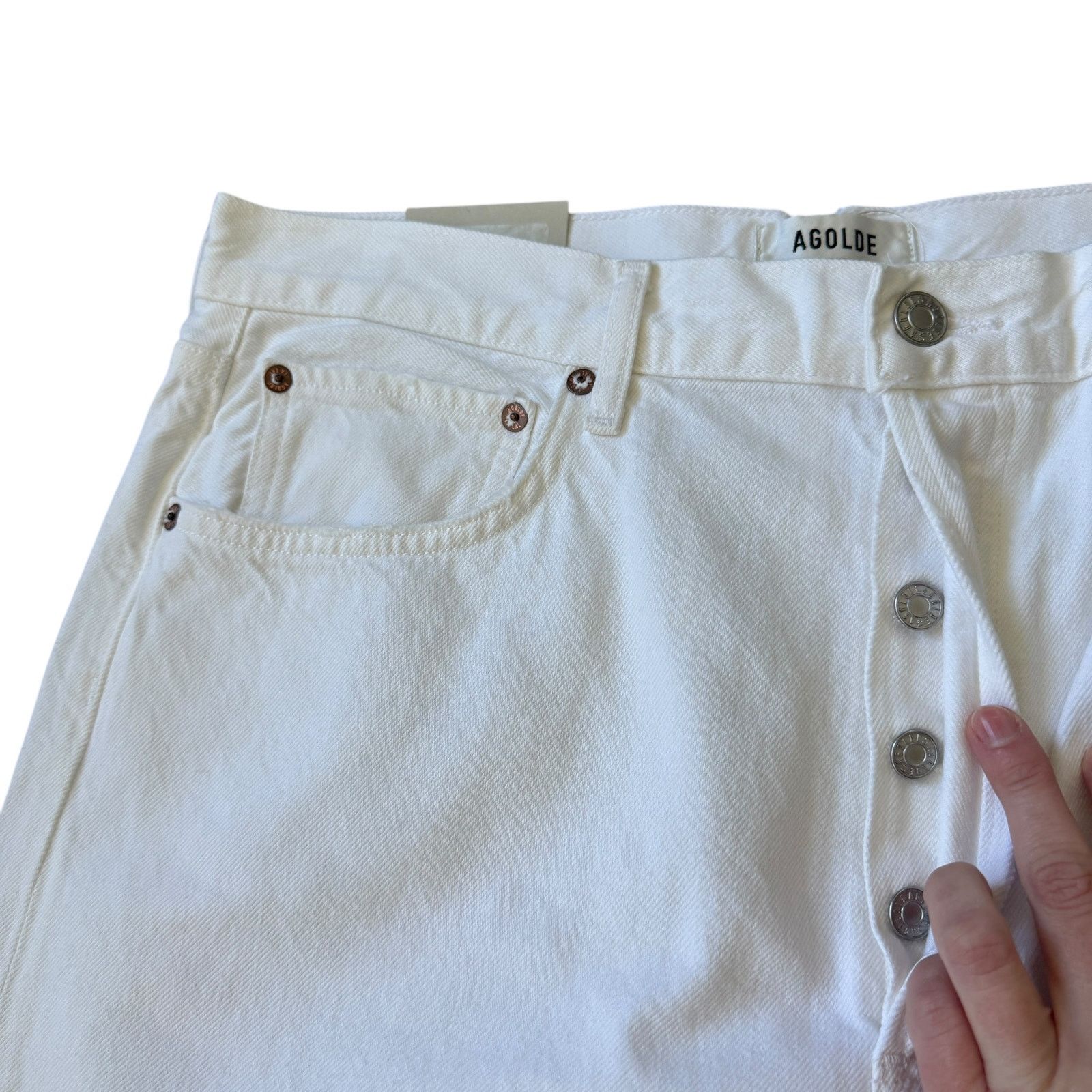 Agolde NEW AGOLDE Fran Low Slung Straight Jean Milkshake Wash White Size 30" / US 8 / IT 44 - 5 Thumbnail