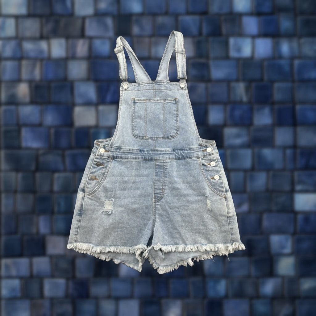 Vintage No Boundaries Denim Overalls Jumper Romper Juniors Medium 7-9 Shorts Shortalls Jeans Grunge 2000s NOBO Womens Boys Girls Size M / US 6-8 / IT 42-44 - 1 Thumbnail