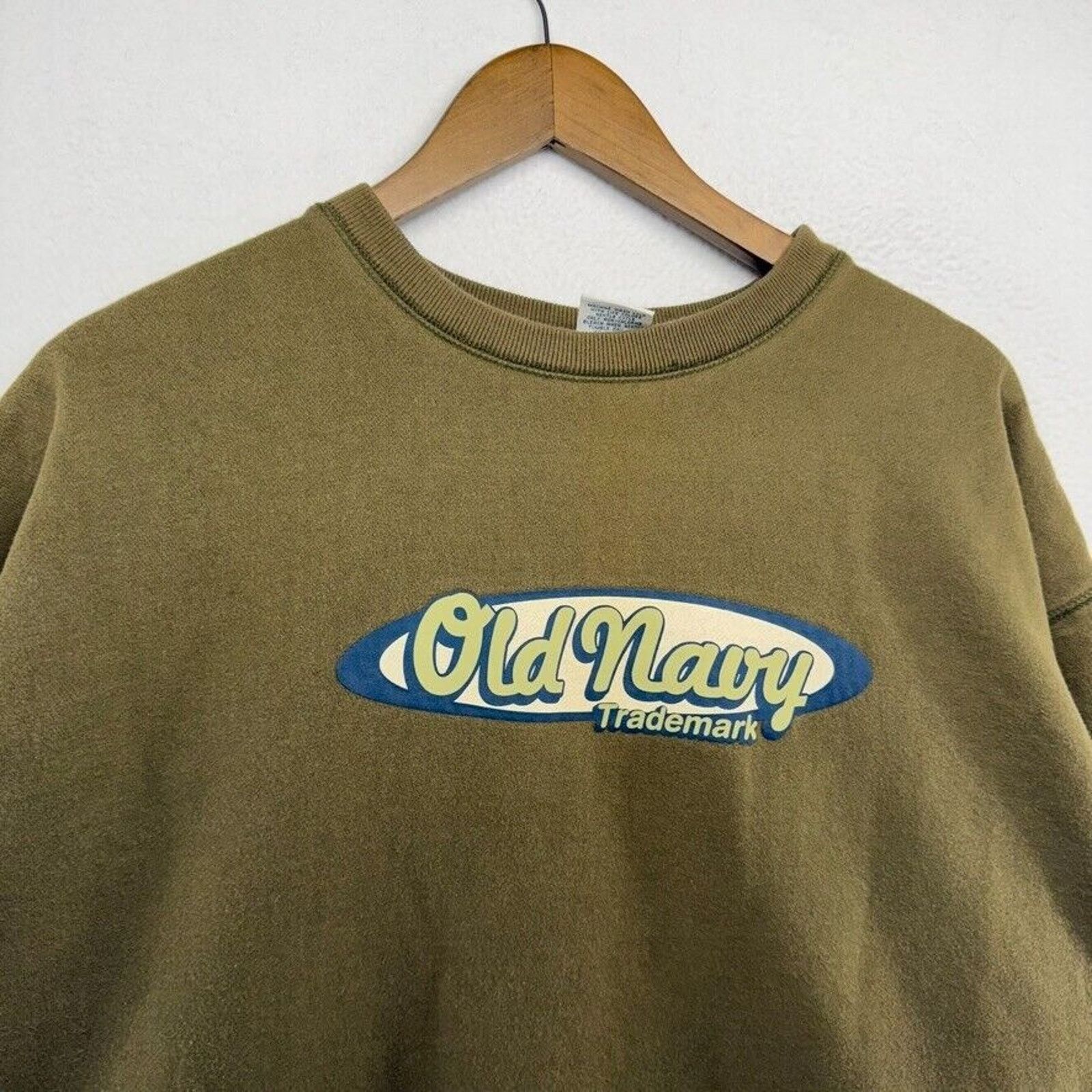 Old Navy × Vintage Vintage Old Navy Sweatshirt Men's 2XL Green Faded Crewnec Size US XXL / EU 58 / 5 - 3 Thumbnail