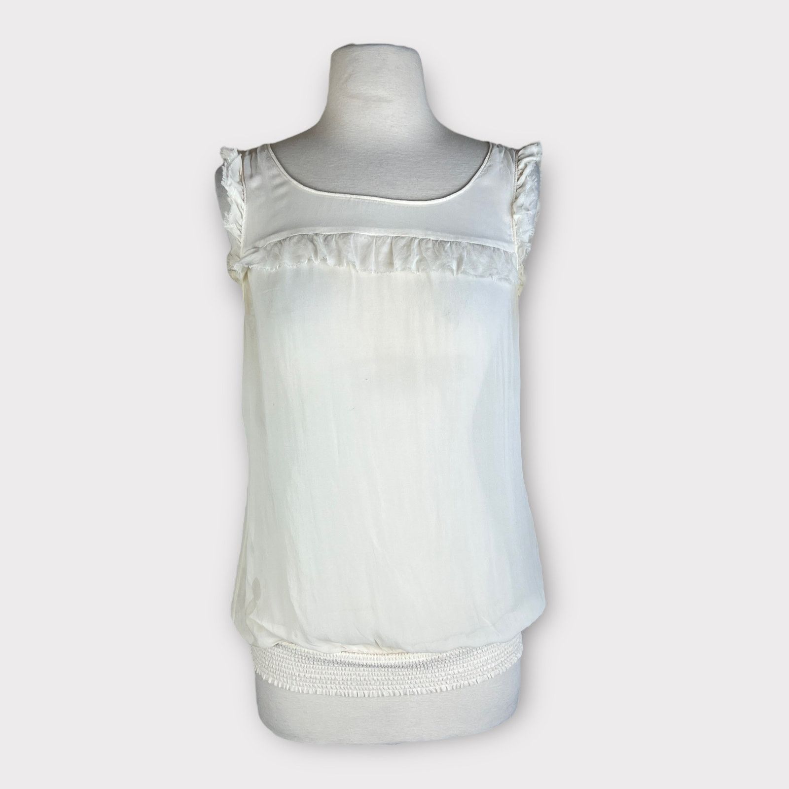 Guess Guess | Vintage Y2K Sheer SILK Ivory Blouse | Medium Size M / US 6-8 / IT 42-44 - 9 Thumbnail