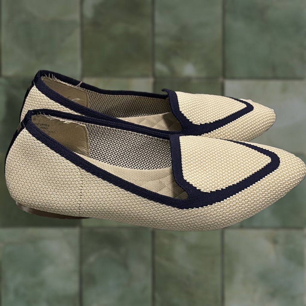 Vintage Birdies Flat Loafers The Blackbird Eggshell/Navy Piping Knit Flat Women Size 9 Size US 9 / IT 39 - 1 Thumbnail