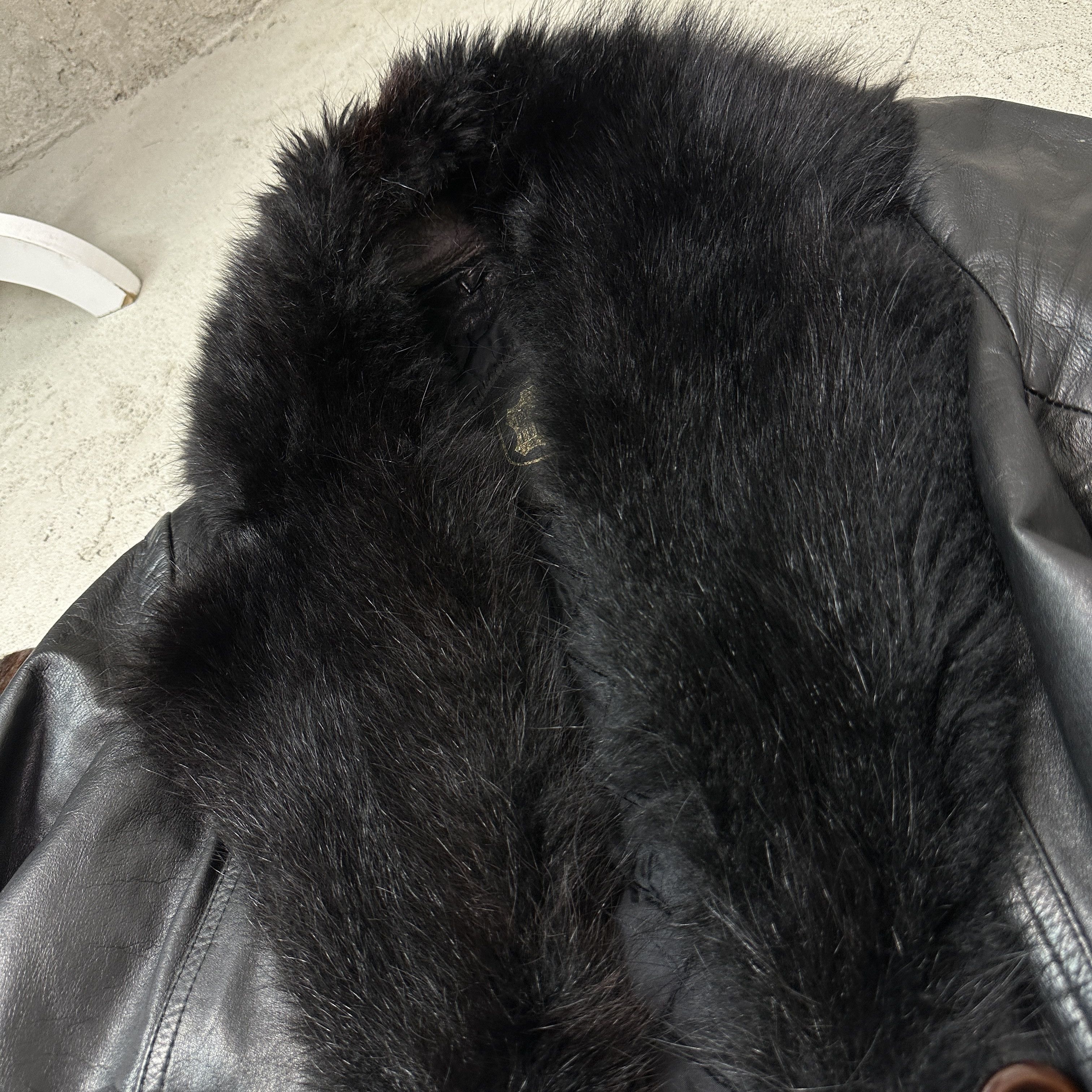Vintage Vintage Leather Buttoned Buttoned Real Fur Collar Coat 90s Size M / US 6-8 / IT 42-44 - 7 Thumbnail