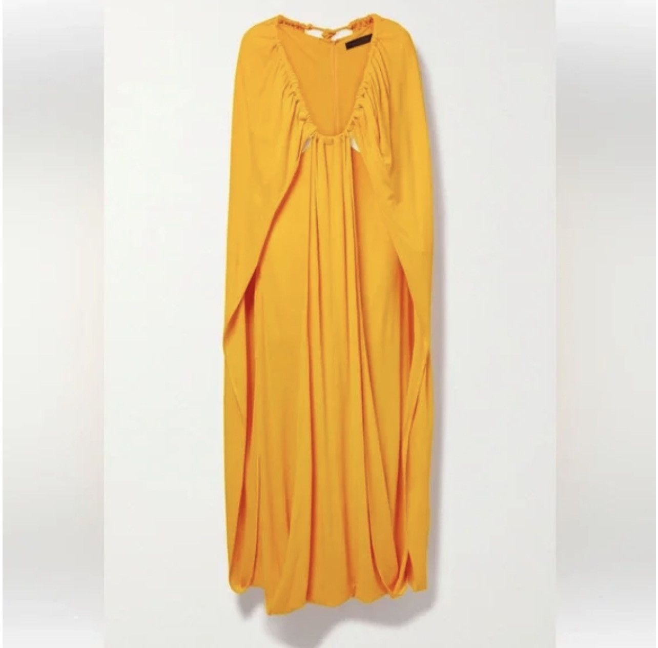 Cape-Effect Gathered Maxi Dress
