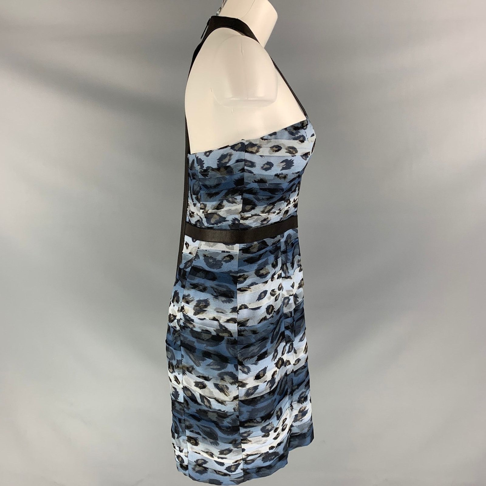 Burberry Prorsum BURBERRY PRORSUM 6 Silk Camouflage Leather Knee-Length Dress Size M / US 6-8 / IT 42-44 - 4 Thumbnail