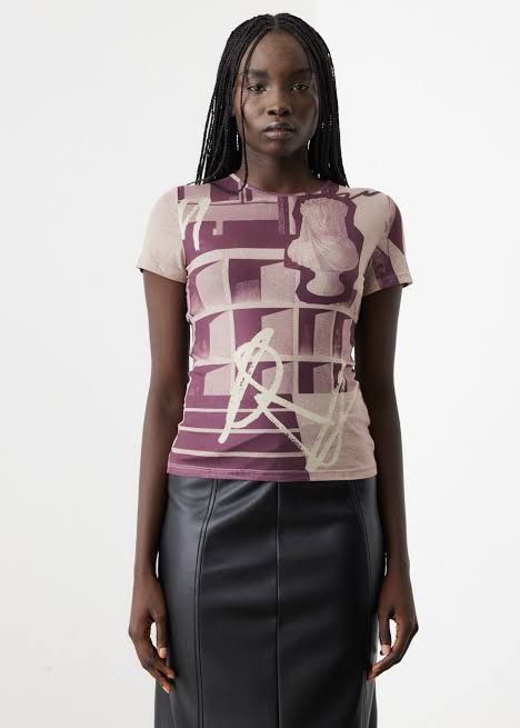 Miaou Miaou Mini Mesh Tee - Stone Mauve Size XS / US 0-2 / IT 36-38 - 1 Thumbnail