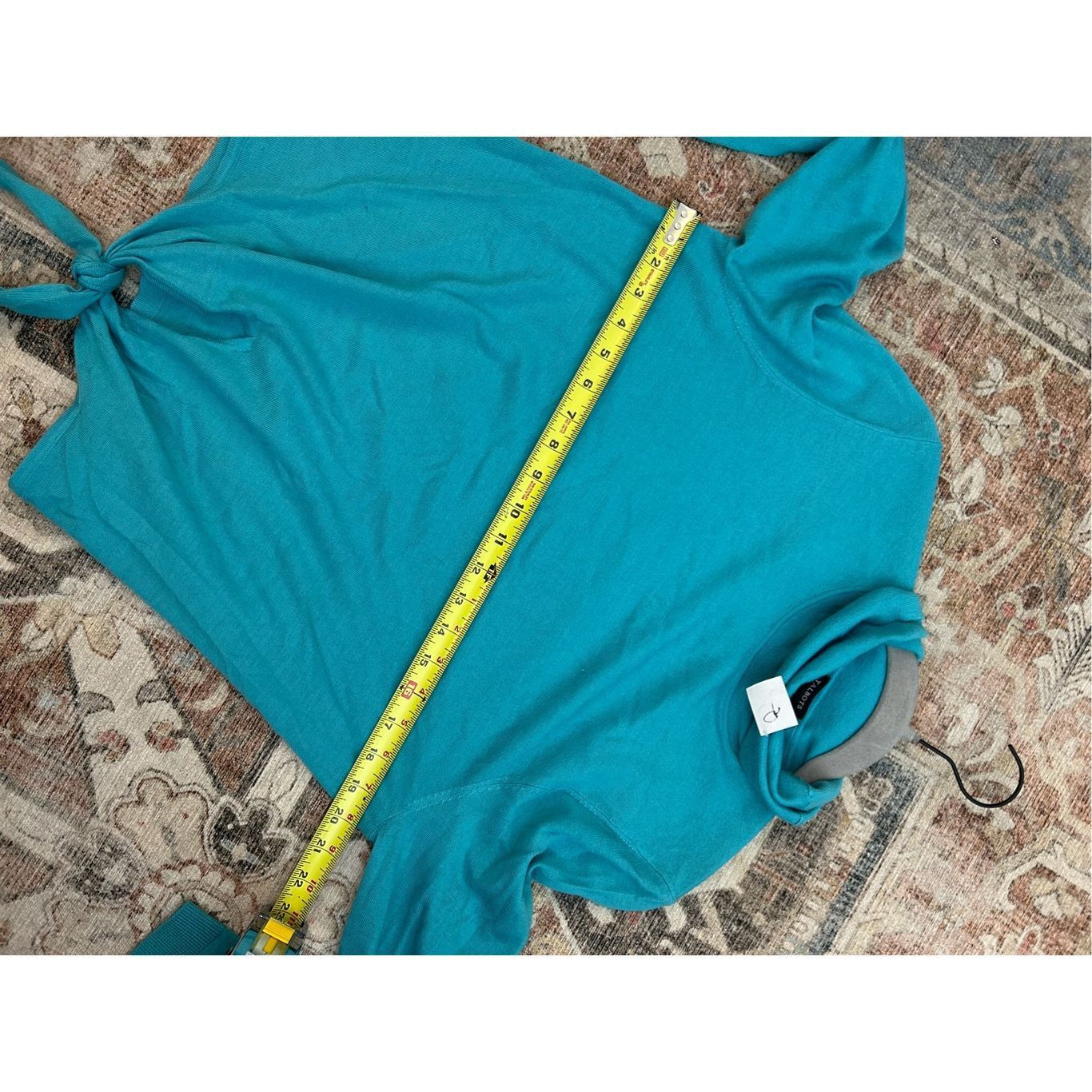 Robert Talbott Talbots Teal Blue Pure Merino Wool Turtleneck Tye Sweater Si Size L / US 10 / IT 46 - 3 Thumbnail