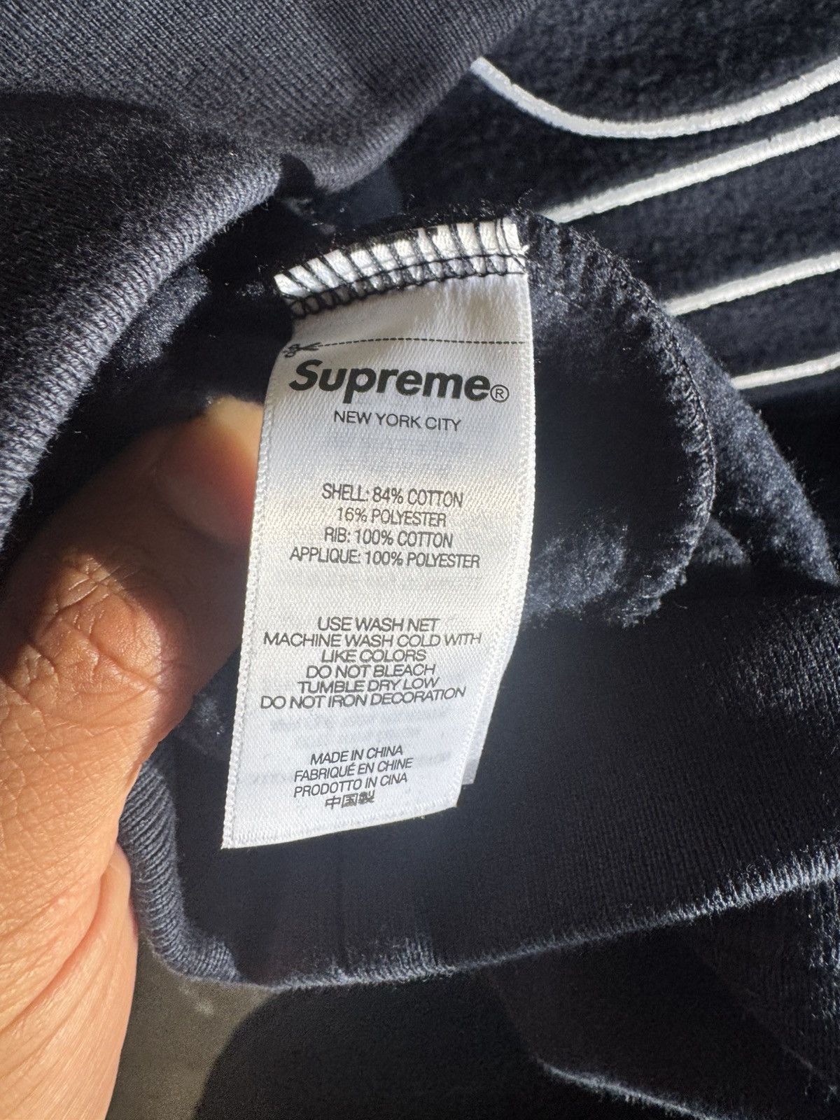 Supreme Supreme Satin Appliqué Sweatshirt Navy Size US XL / EU 56 / 4 - 3 Thumbnail