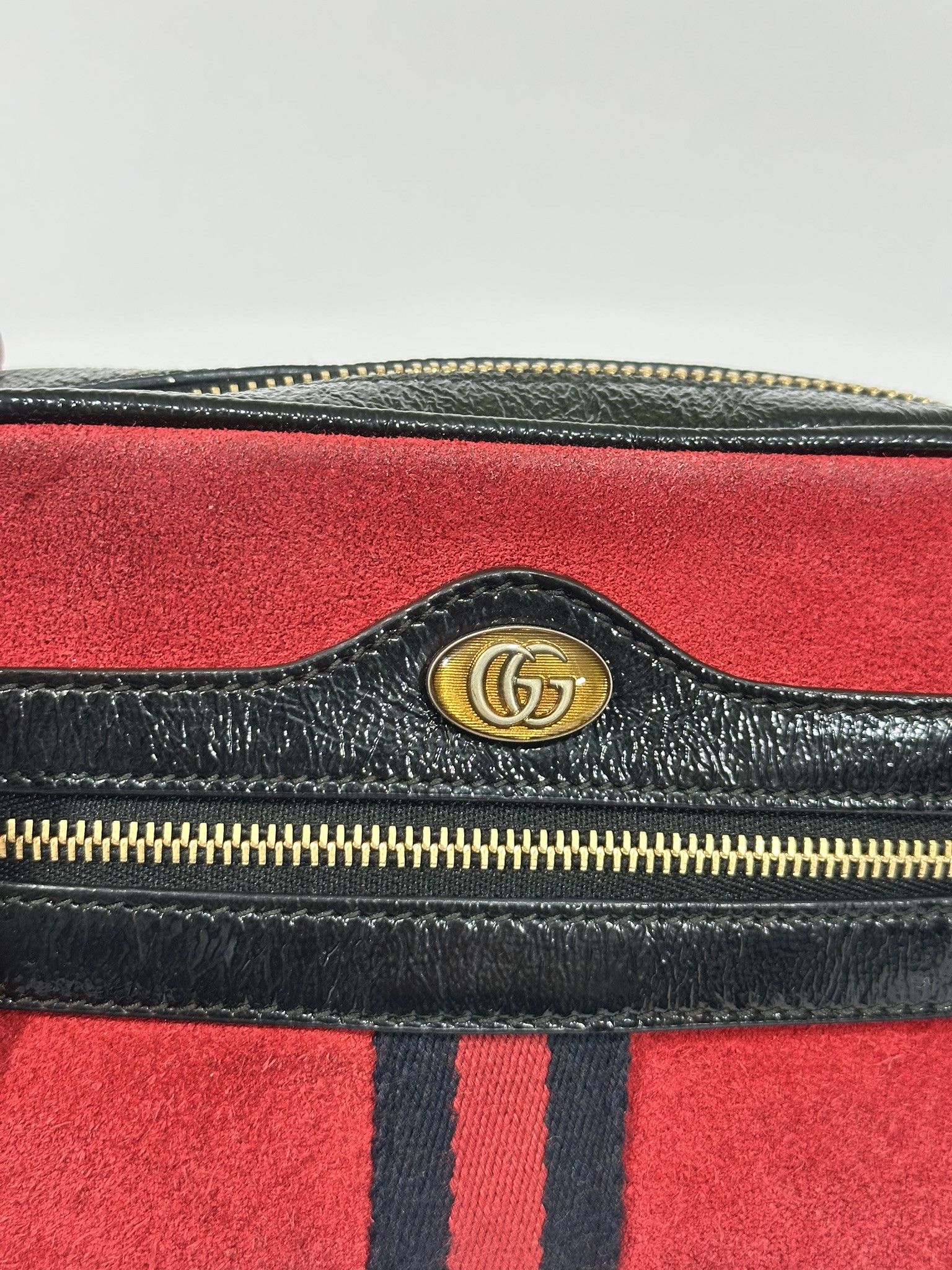 Gucci Gucci Crossbody Bag Ophidia Marmont GG Red Suede Web Size ONE SIZE - 7 Thumbnail