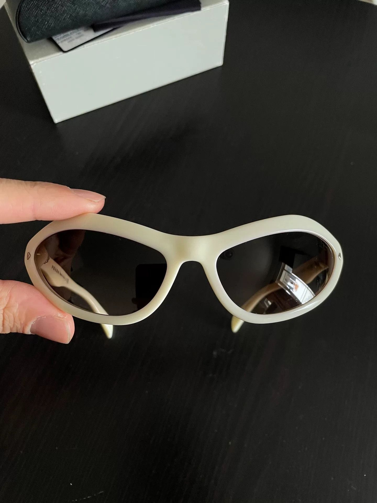 Prada Prada White Asymmetric Sunglasses Size ONE SIZE - 1 Thumbnail