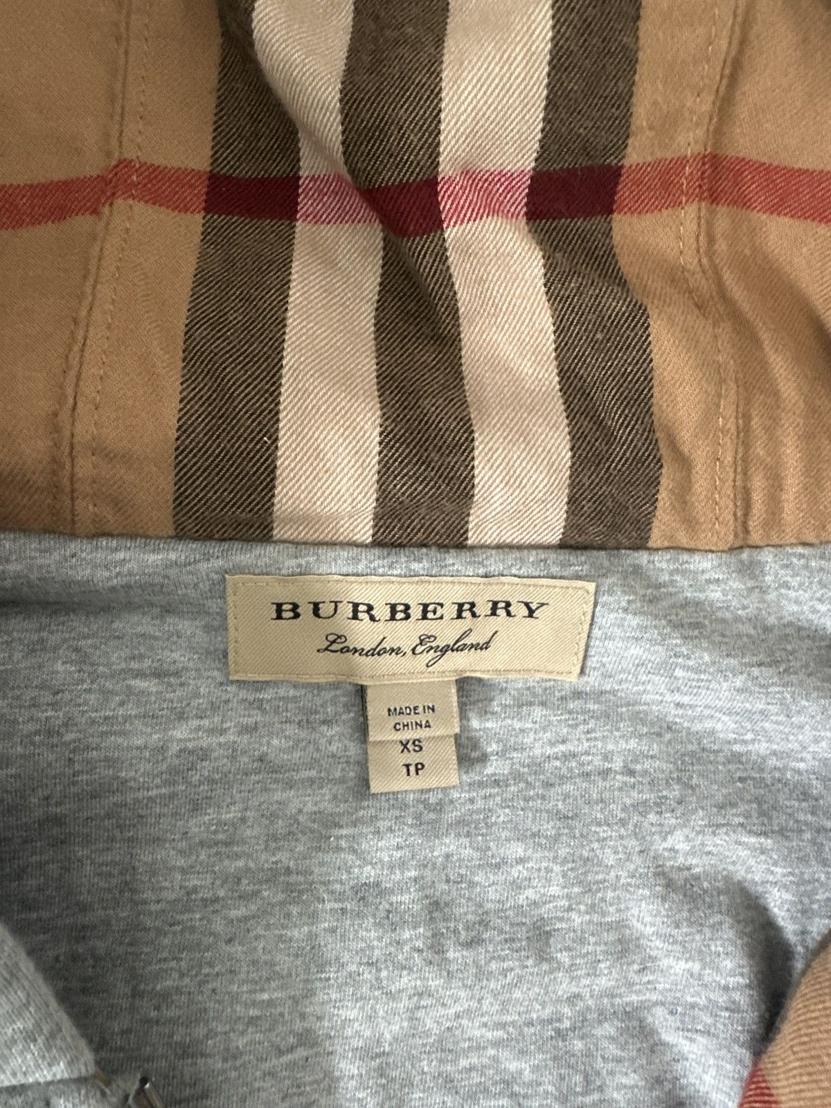 Burberry Burberry Men's Gray Check Detail Hooded Sweatshirt Size US XS / EU 42 / 0 - 2 Thumbnail