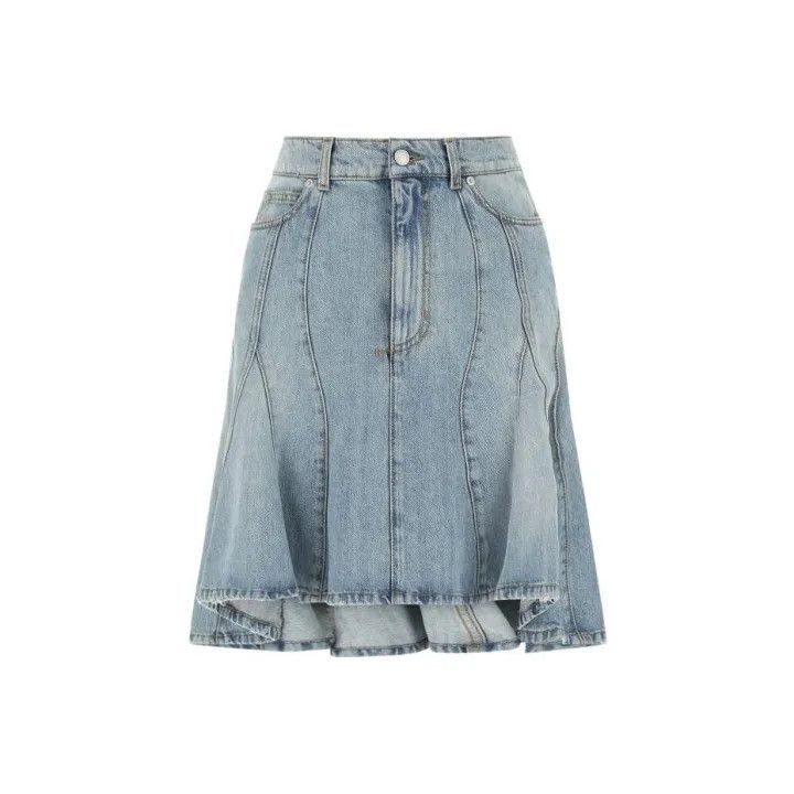 Alexander McQueen Alexander McQueen SS22 Blue Denim Skirt 0079 Size 42" / US 20 - 1 Thumbnail