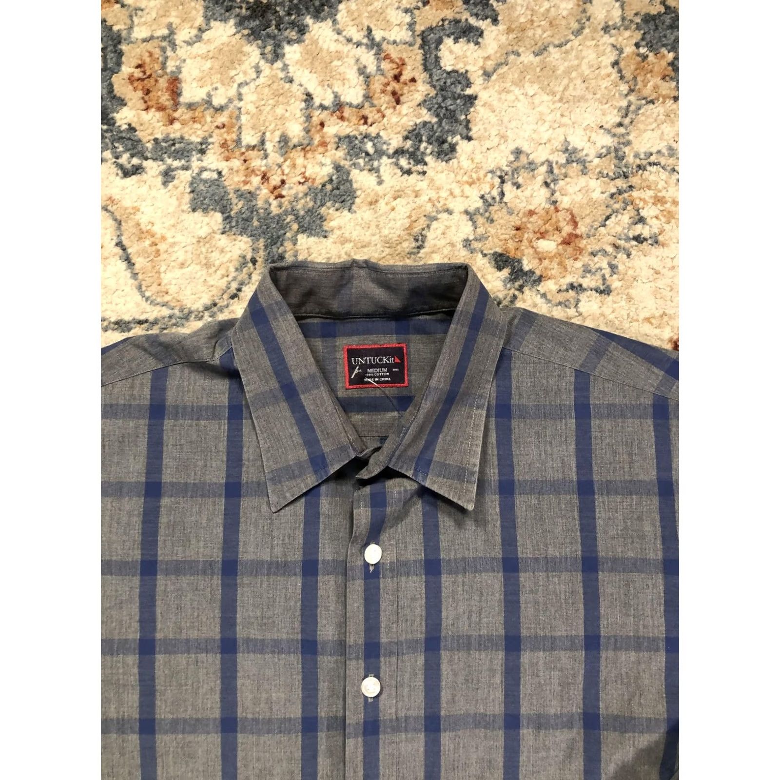 UNTUCKit UNTUCKit Shirt Mens M Blue Gray Plaid Cotton Long Sleeve Button Up Casual Size US M / EU 48-50 / 2 - 2 Thumbnail