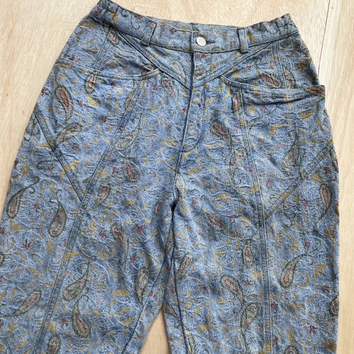 If Six Was Nine SIMPLE LIFE PAISLEY STITCHED HIGHWAIST BAGGY DENIM Size 27" / US 4 / IT 40 - 2 Thumbnail