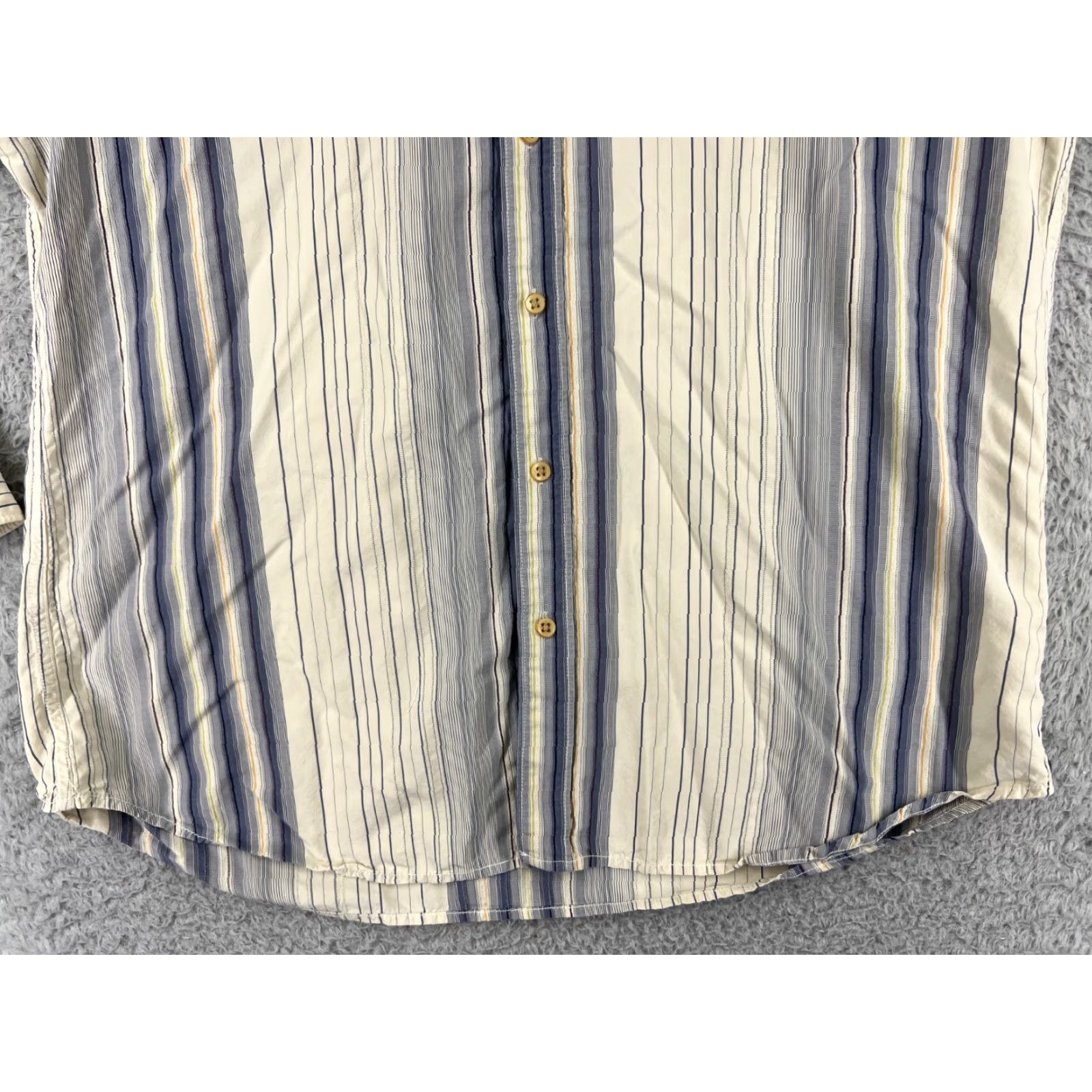 Tommy Bahama Tommy Bahama Shirt Mens Large Beige Blue Stripe Button Up Hawaiian 100% Silk Size US L / EU 52-54 / 3 - 7 Thumbnail