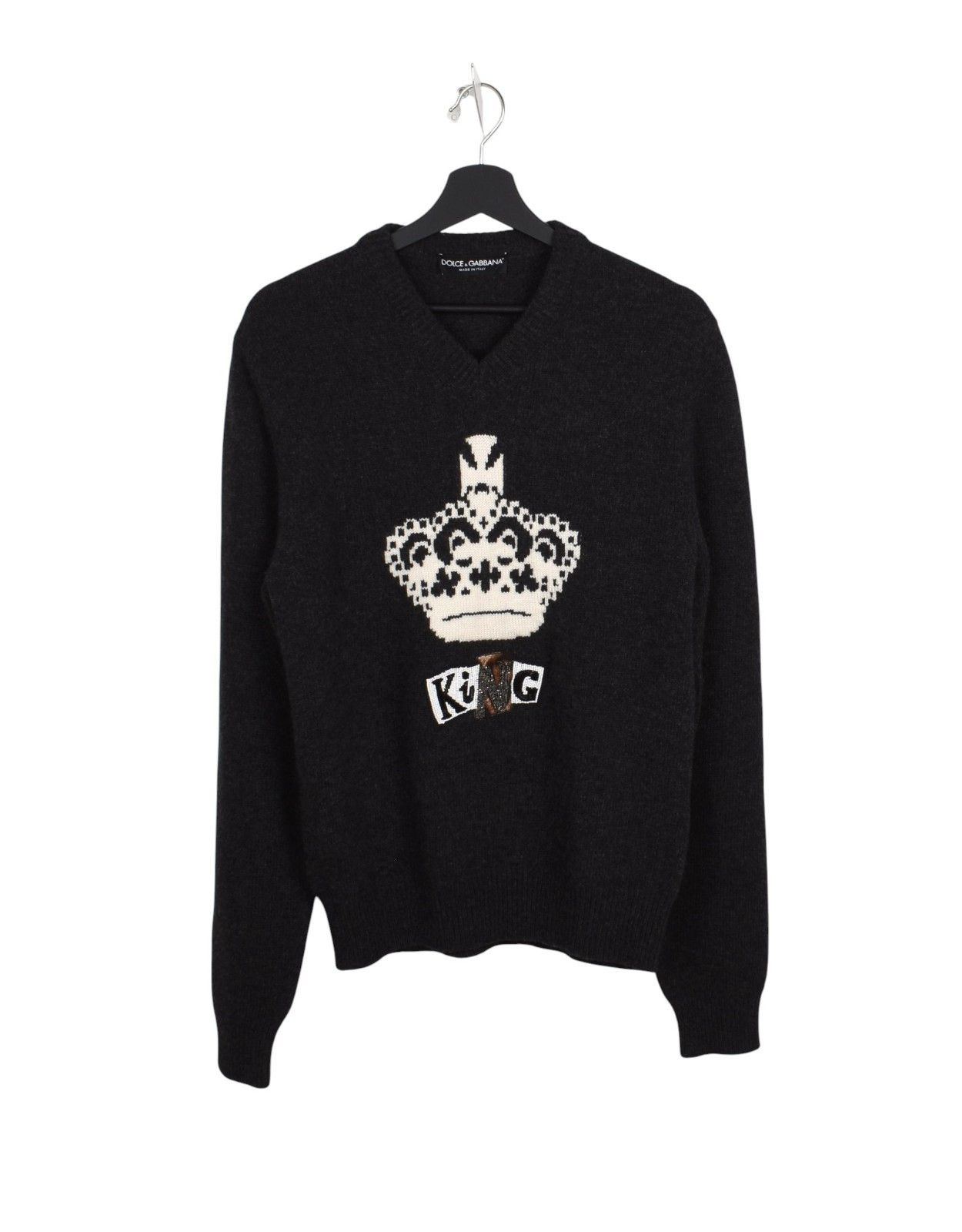 Dolce & Gabbana Dolce Gabbana Men Sweater V Neck „King“ Wool 50-M, S1574 Size US M / EU 48-50 / 2 - 1 Thumbnail