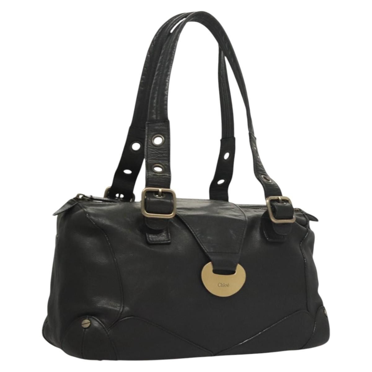 Chloe Shoulder Bag Leather Black Auth Ba1334, Women's