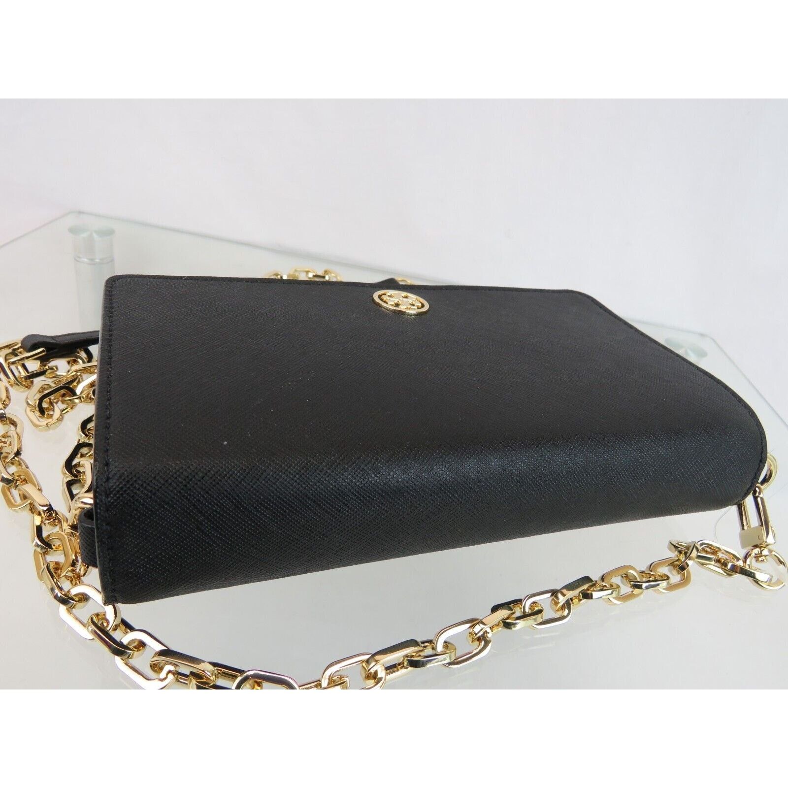 Tory Burch ROBINSON BLACK SAFFIANO LEATHER CHAIN SHOULDER CLUTCH BAG Size ONE SIZE - 14 Thumbnail