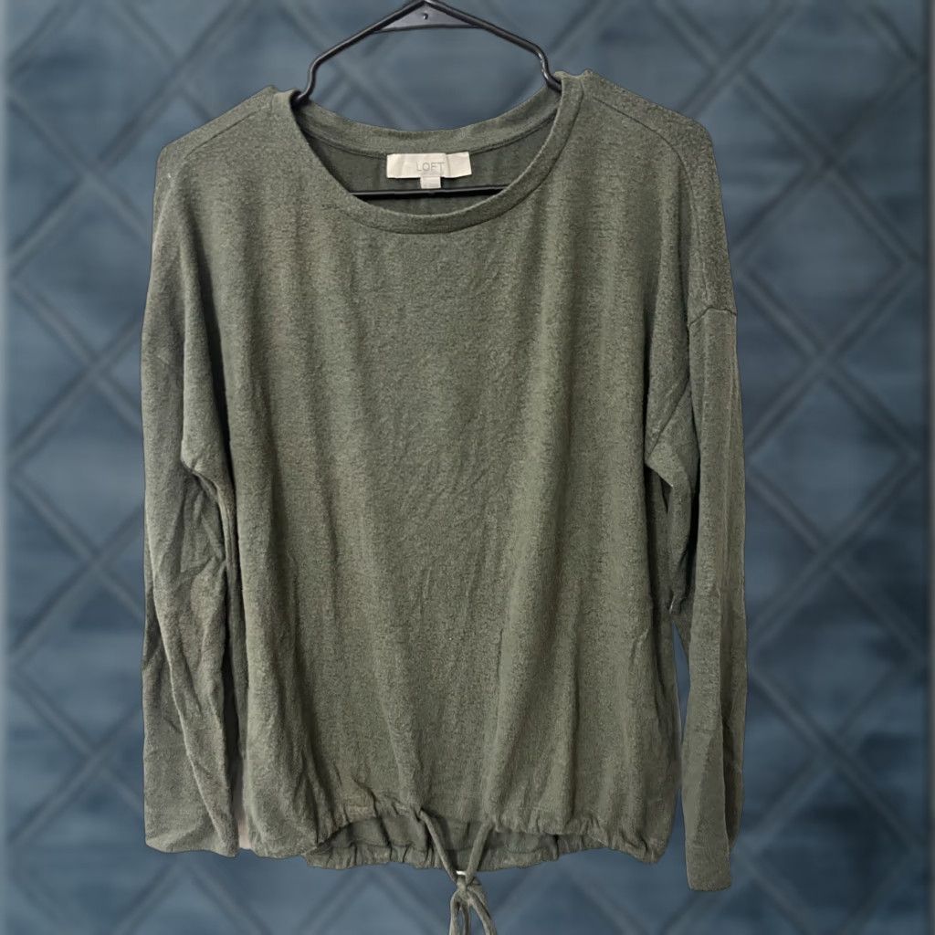 Loft LOFT Outlet Womens Green Long Sleeve Tie Front Sweater Size Small Stretch Size S / US 4 / IT 40 - 1 Thumbnail